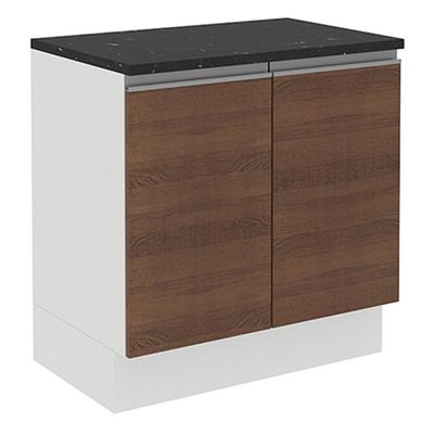 Balcão Acordes Glamy MDF 80 cm 2 Portas Branco/Rustic Madesa