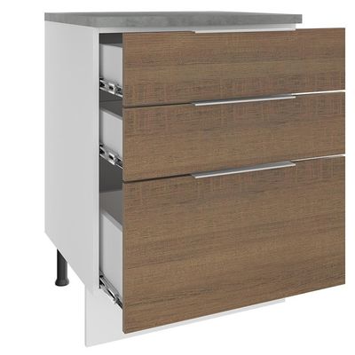 Balcão Stella 3 Gavetas Branco/rustic Madesa