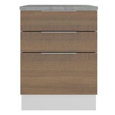 Balcão Stella 3 Gavetas Branco/rustic Madesa