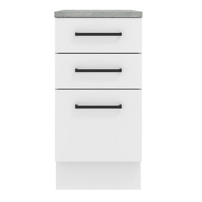 Balcão Madesa Agata 40 Cm 3 Gavetas - Branco Rustic/branco
