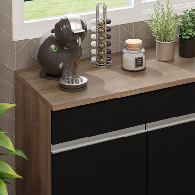 Balcão Gabinete De Pia Madesa Glamy 150 Cm 2 Gavetas 2 Portas (com Tampo) Rustic/preto Rustic/preto