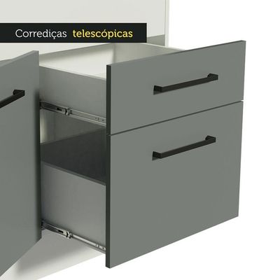 Balcão De Pia 150 Cm 2 Portas E 2 Gavetas Branco/Cinza
