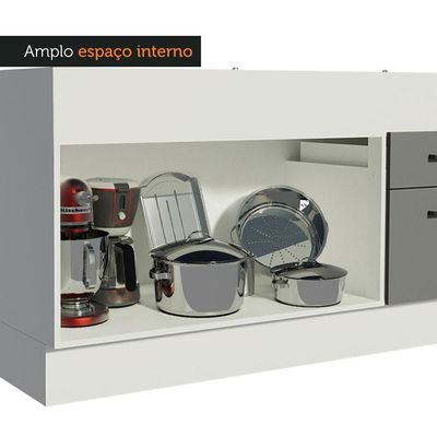 Balcão De Pia 150 Cm 2 Portas E 2 Gavetas Branco/Cinza