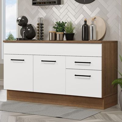 Balcão Gabinete De Pia Madesa Agata 150 Cm 2 Gavetas 2 Portas (com Tampo) - Rustic/branco