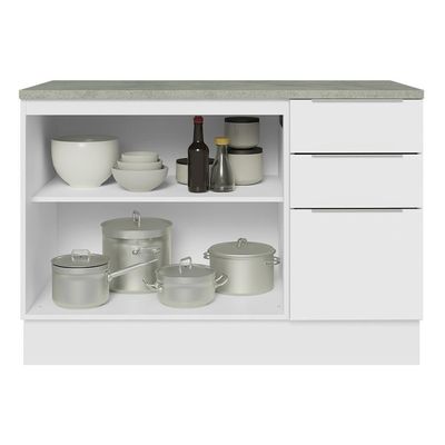Balcão De Pia Cozinha 2 Portas E 3 Gavetas (com Tampo) Branco Stella Madesa Branco