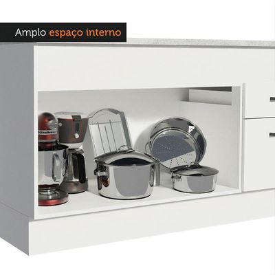 Balcão De Pia 150 Cm 2 Portas E 2 Gavetas Branco Branco