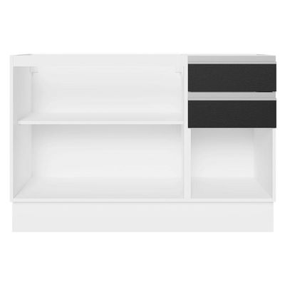 Balcão Gabinete De Pia Mdf 120 Cm 3 Portas 2 Gavetas Branco