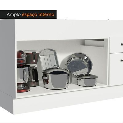 Balcão De Pia 150 Cm 2 Portas E 2 Gavetas Branco Branco