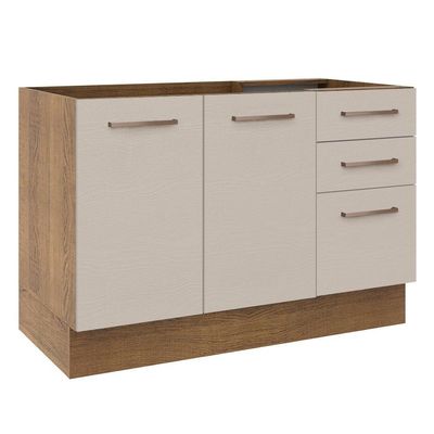 Balcão Gabinete De Pia E 3 Gavetas Agata Madesa Rustic/crema