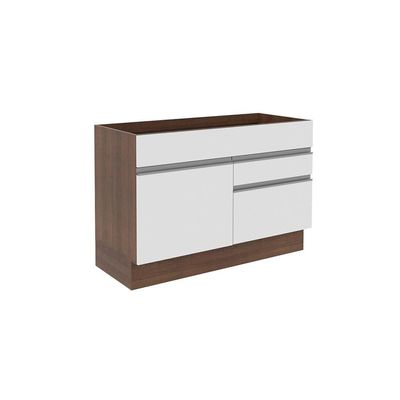 Balcão de Pia Glamy Branco Rustic 1 Porta e 2 Gavetas Madesa