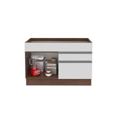 Balcão de Pia Glamy Branco Rustic 1 Porta e 2 Gavetas Madesa