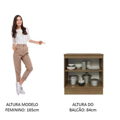 Balcão 80Cm 2PTSRustic/Branco Veludo Lux Madesa Rustic
