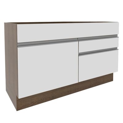 Balcão de Pia Glamy Branco Rustic 1 Porta e 2 Gavetas Madesa