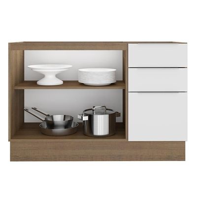 Balcão de Pia Stella 2 Portas 3 Gavetas Rustic/branco Madesa