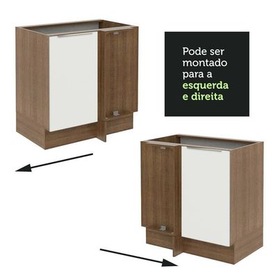 Balcão 1 Porta (sem Tampo) Rustic/Branco Veludo