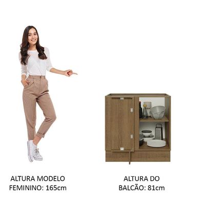 Balcão 1 Porta (sem Tampo) Rustic/Branco Veludo