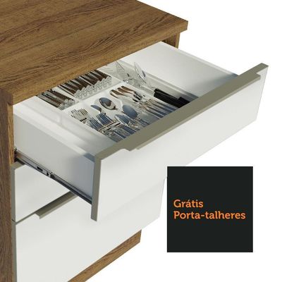 Balcão Gabinete 120 Cm 2 Portas 3 Gavetas Rustic/Branco