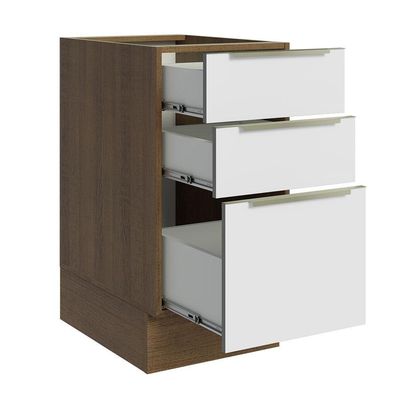 Balcão 40 Cm 3 Gavetas (sem Tampo) Rustic/Branco Veludo