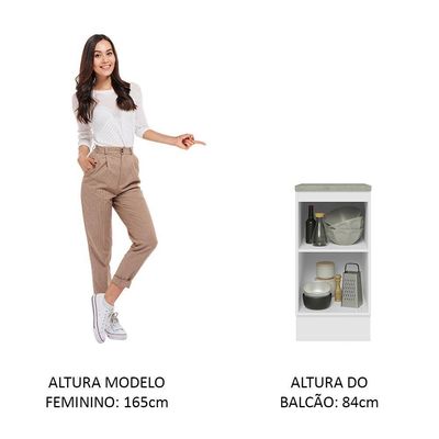 Balcão 40Cm 1PTA Branco/Branco Veludo Lux Madesa Branco