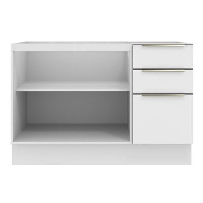 Balcão Gabinete 120 Cm 2 Portas 3 Gavetas Branco/Branco