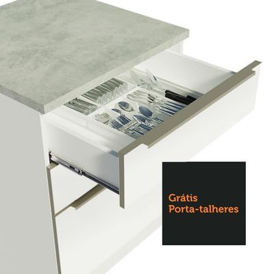Balcão De Pia 120Cm 2PTS 3GVT Branco Veludo Lux Madesa