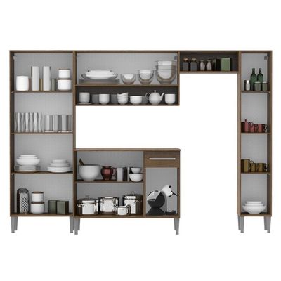 Cozinha Completa Emilly Rustic com Armário e Balcão Madesa