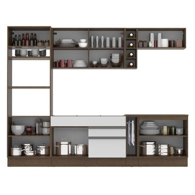 Cozinha Completa Vicenza Branco Crema Armário Balcão Madesa