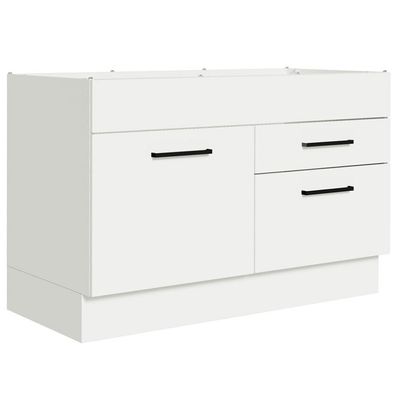 Balcão Gabinete De Pia 120 X 60 Cm 1 Porta 2 Gavetas Branc