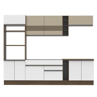 Cozinha Completa Vicenza Branco Crema Armário Balcão Madesa