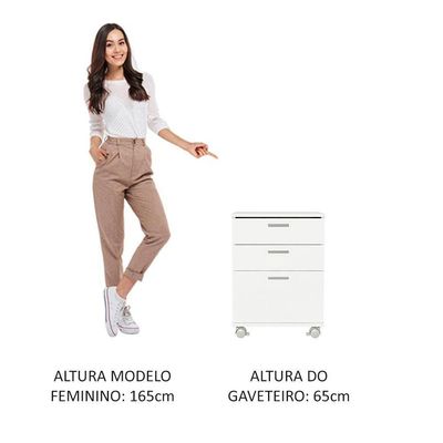 Gaveteiro Organizador Para Escritório 3 Gavetas Branco