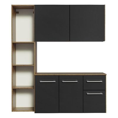 Armário De Cozinha Compacta 120cm Rustic/preto Easy Madesa Rustic/preto