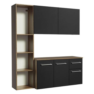 Armário De Cozinha Compacta 120cm Rustic/preto Easy Madesa Rustic/preto