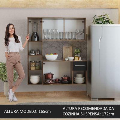 Armário De Cozinha Compacta 120cm Rustic/preto Easy Madesa Rustic/preto