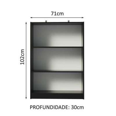 Estante Livreiro 6907 com 3 Nichos Preto