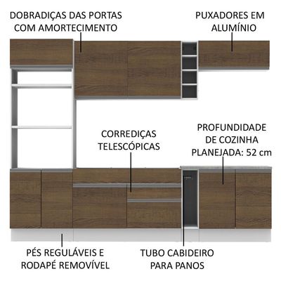 Cozinha Completa Vicenza Rustic com Armário e Balcão Madesa