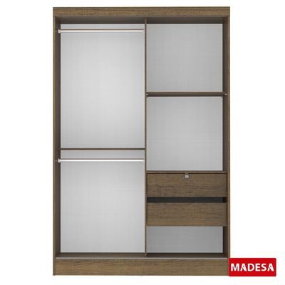 Guarda Roupas Luke Rustic 2 Portas Espelho Correr Madesa