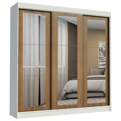Guarda-roupa 3 Portas de Correr de Espelho 3 Gavetas Madesa