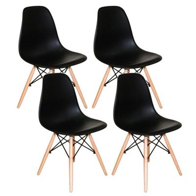 Kit Mesa Jantar Eiffel 90cm Preta 4 Cadeiras Charles Preta