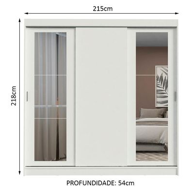 Guarda-roupa 3 Portas de Correr Espelhos 3 Gavetas Madesa