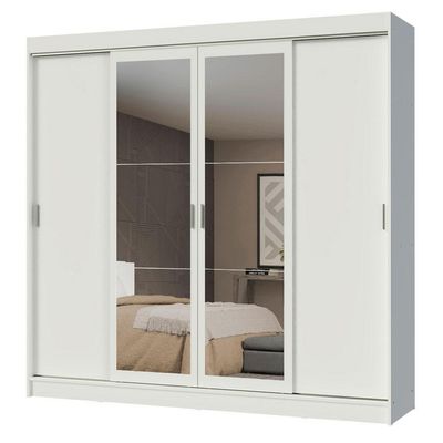 Guarda-roupa 4 Portas de Correr Espelhos 3 Gavetas Madesa