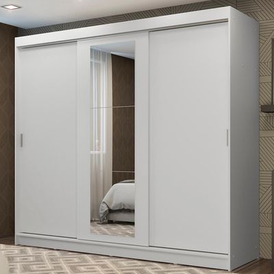 Guarda-roupa 3 Portas de Correr com Espelho 3 Gavetas Madesa