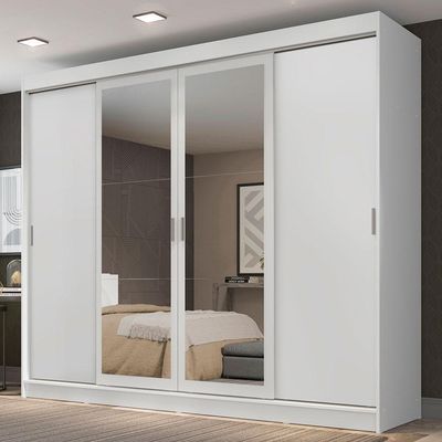 Guarda-roupa 4 Portas de Correr Espelhos 3 Gavetas Madesa