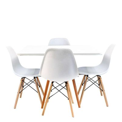 Conjunto Mesa Jantar Eiffel 80cm Branco Mdf 4 Cadeiras