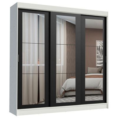 Guarda-roupa 3 Portas de Correr de Espelho 3 Gavetas Madesa