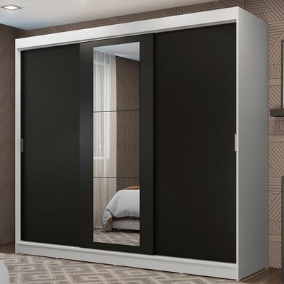 Guarda-roupa 3 Portas de Correr com Espelho 3 Gavetas Madesa