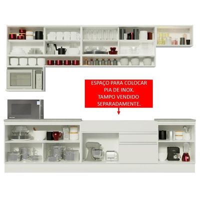 Cozinha Completa Verona Armário e Balcão Branco Madesa