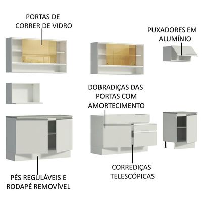 Cozinha Completa Verona Armário e Balcão Branco Madesa