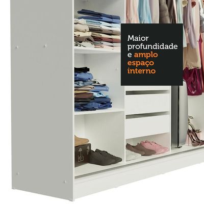Guarda-roupa Casal Austin 4 Portas 3 Gavetas Branco