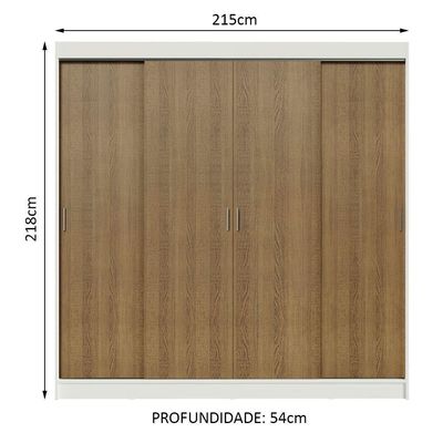 Guarda-roupa Casal Austin 4 Portas 3 Gavetas Branco