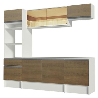 Armário de Cozinha Diamante com Balcão e Tampo Branco Rustic